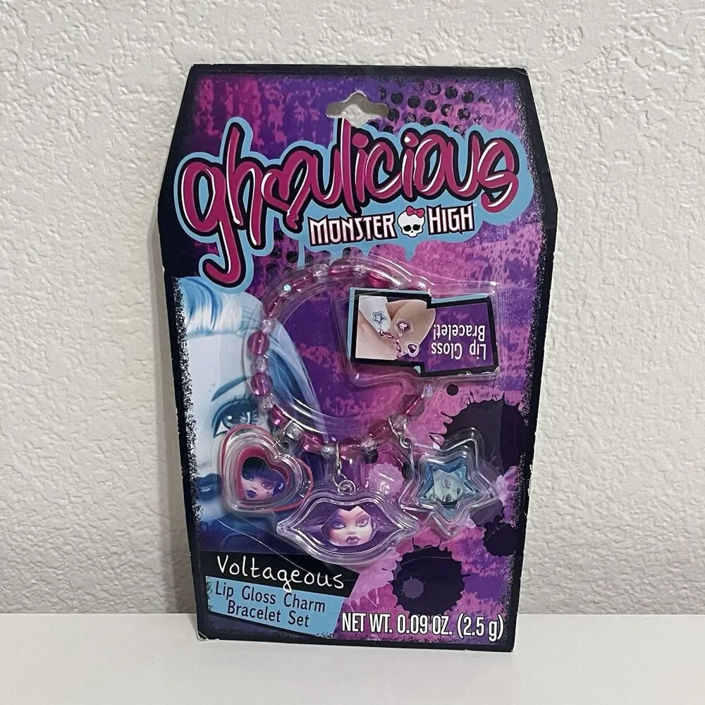 Monster High Ghoulicious Voltageous Lip Gloss Charm Bracelet Set Mattel 2015